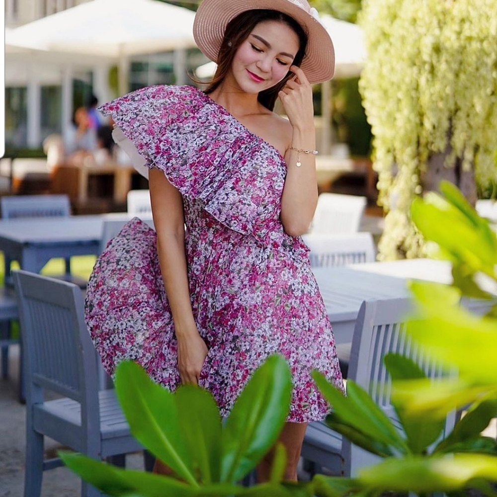 H&M Pink Floral Ruffle Mini Dress